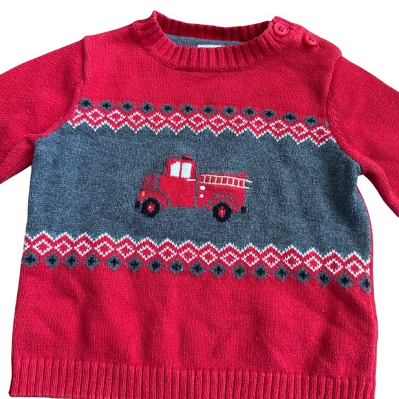 Bundle 6M Baby Boy Christmas Sweater Knit Pullover Red Green 2PC Set - Picture 5 of 8